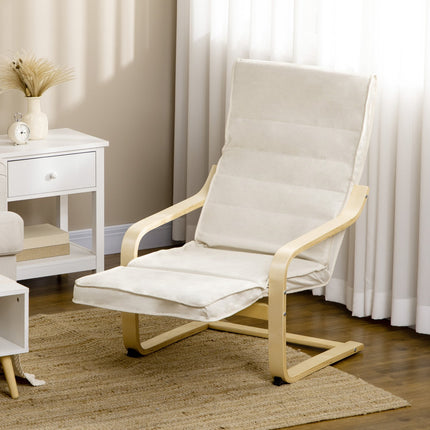 Relaxation Swing Recliner Chair, Adjustable Footrest, Cream