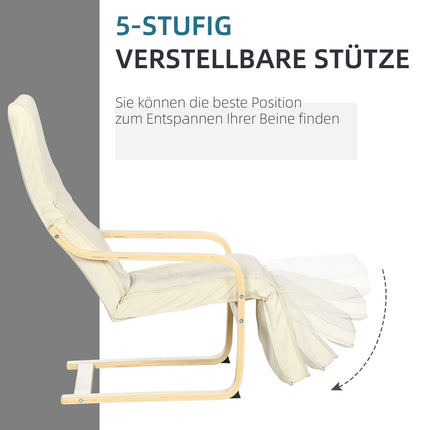 Relaxation Swing Recliner Chair, Adjustable Footrest, Cream