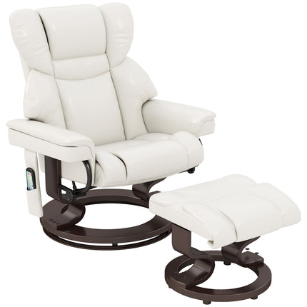 Electric recliner with ottoman, artificial leather, cream