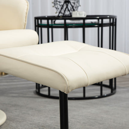 Electric recliner massage chair with footstool, cream white