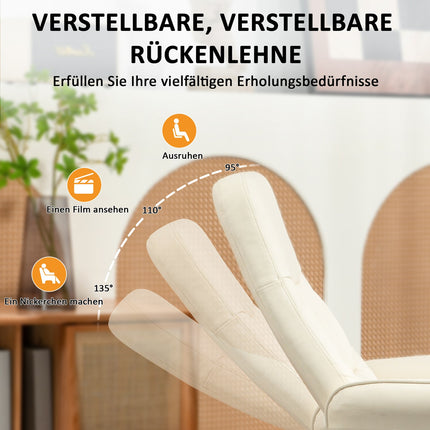 Electric recliner massage chair with footstool, cream white