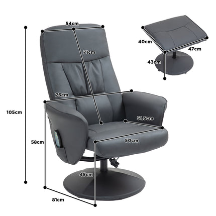 Electric massage chair, synthetic leather, dark grey