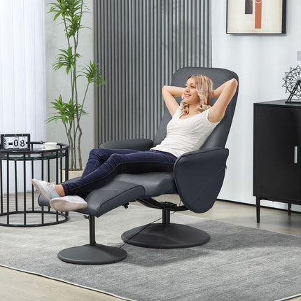 Electric massage chair, synthetic leather, dark grey