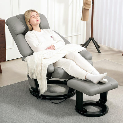 Electric recliner with massage and footstool, gray