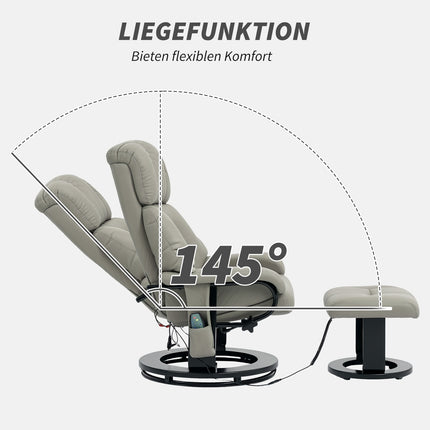 Electric recliner with massage and footstool, gray