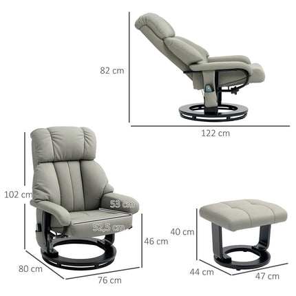Electric recliner with massage and footstool, gray