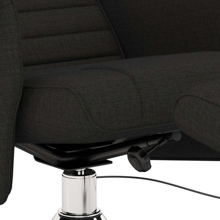 Rotating reclining massage chair with ottoman, black linen