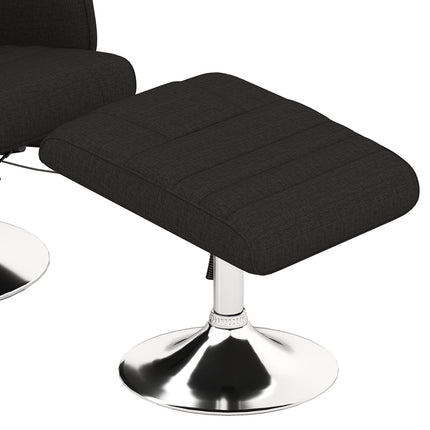 Rotating reclining massage chair with ottoman, black linen
