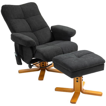 Electric massage chair with footstool, black