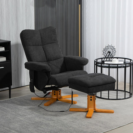 Electric massage chair with footstool, black