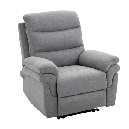 Light gray recliner with 165° tilt & foldable footrest