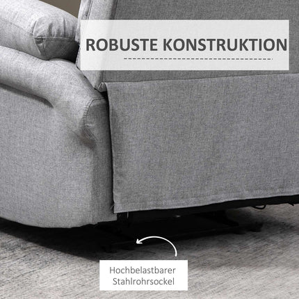 Light gray recliner with 165° tilt & foldable footrest