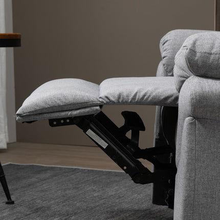 Light gray recliner with 165° tilt & foldable footrest