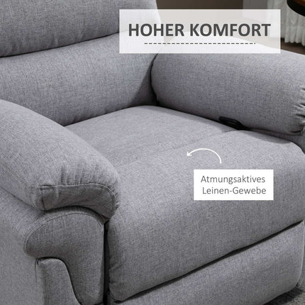 Light gray recliner with 165° tilt & foldable footrest