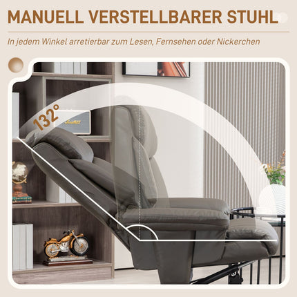 Reclining TV chair in artificial leather with rocker and stool