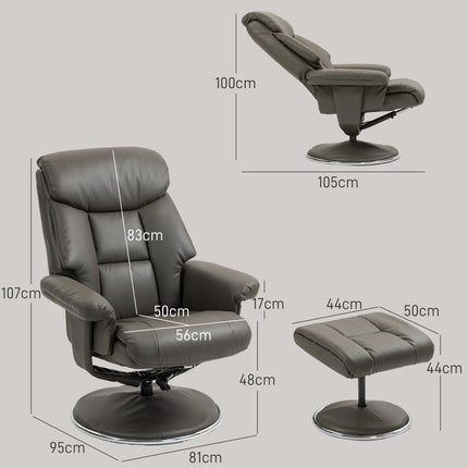 Reclining TV chair in artificial leather with rocker and stool