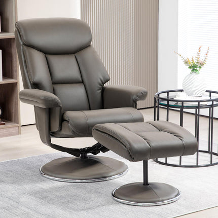 Reclining TV chair in artificial leather with rocker and stool