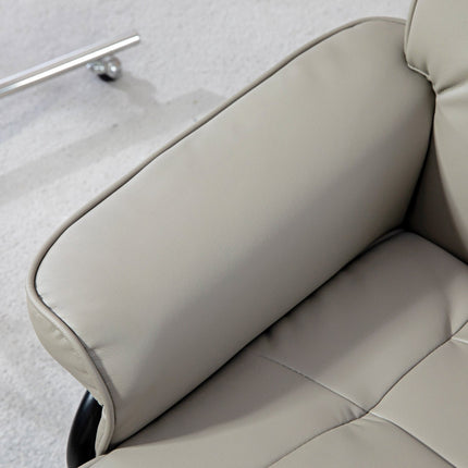 Reclining relaxation chair with stool, artificial leather, grey