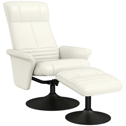 Reclining microfiber TV chair with stool, cream white