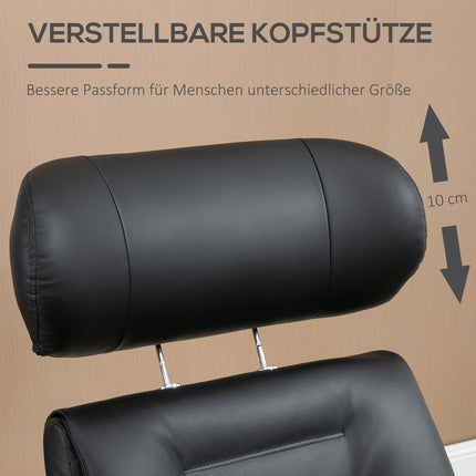 Lounger with ottoman, swivel, artificial leather, black