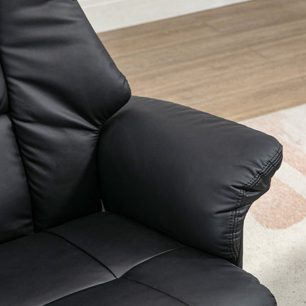 Electric recliner with stool, 130° tilt, black artificial leather