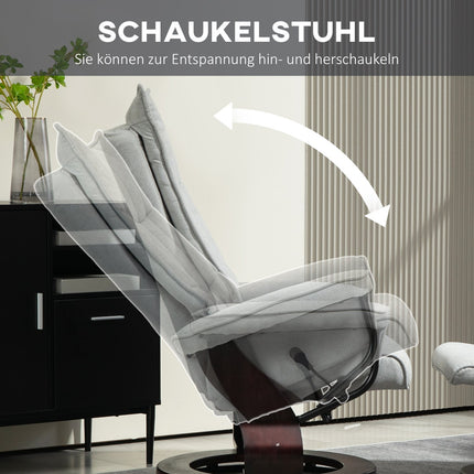 Gray Velvet Recliner Chair with Ottoman, swivel rocker