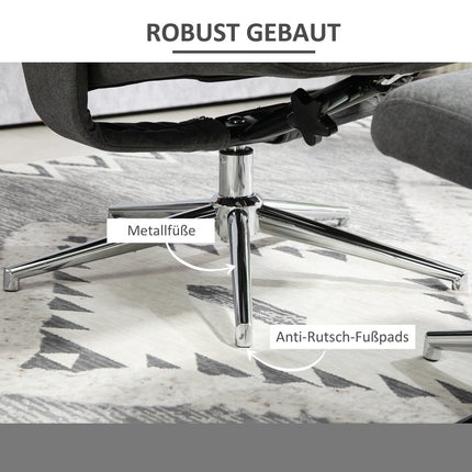 Relaxation armchair seat set, velvet look, up to 150 kg, dark grey
