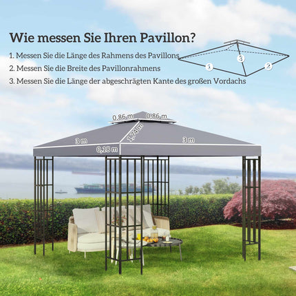Replacement Canopy for 3x3m Gazebo, Waterproof, Light Grey