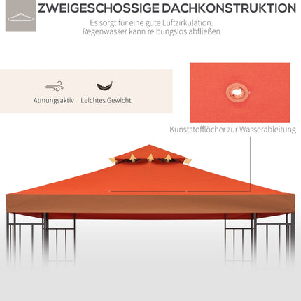 Replacement gazebo roof, rust red polyester, 3x3M