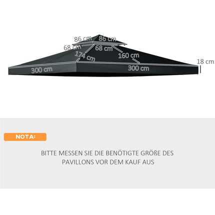 Carbon gray polyester roof for 3x3M Metal Gazebo