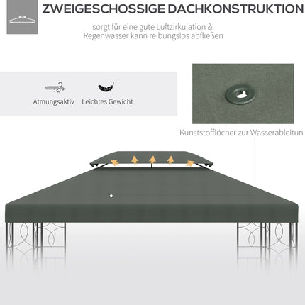 Dark gray 3x4M polyester roof replacement for gazebo