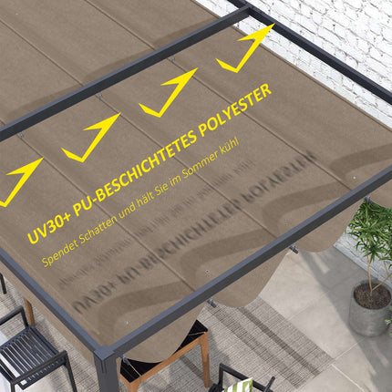 Retractable 2.85 x 2 m pergola roof, UV water resistant cover