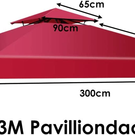 Replacement top cover 300 x 300 cm patio canopy for double-story pavilion wine