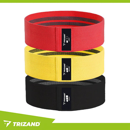 Resistance Bands Set, 3 Levels, Fabric, QR Workout Plan