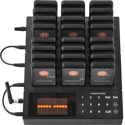 Restaurant Pager System, Wireless 400m, 24 Vibration Pagers