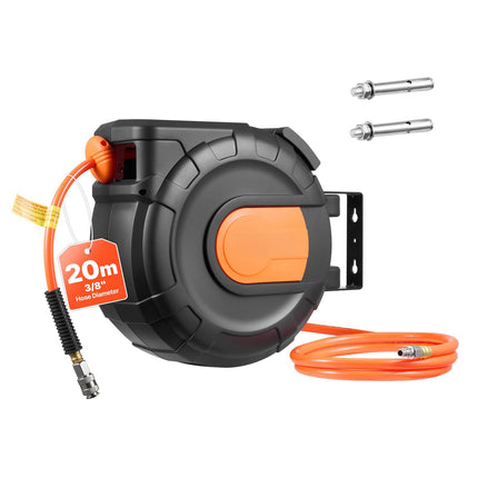 Retractable Air Hose Reel, 20 m 3/8 in, 300 PSI Auto Rewind