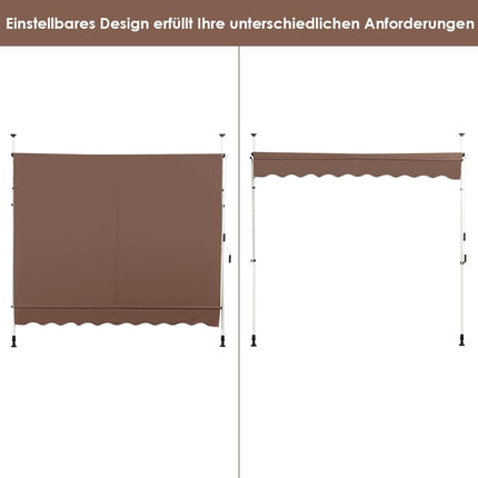 Retractable Awning 200cm, No-Drill, UV-Resistant, Adjustable
