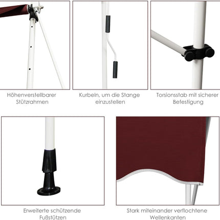 Retractable Awning 200cm, UV-Resistant, Adjustable Height