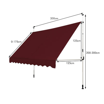 Retractable Awning 200cm, UV-Resistant, Adjustable Height