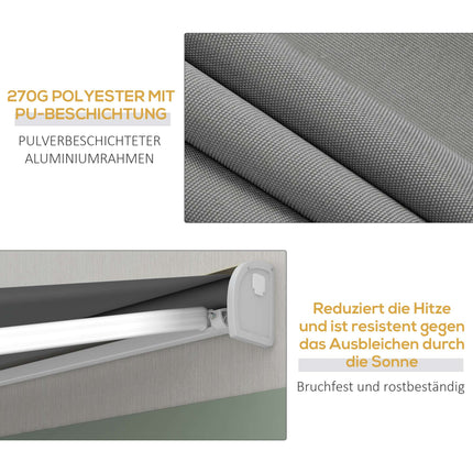 Retractable Awning, 295x250 cm, Remote Control, Light Grey