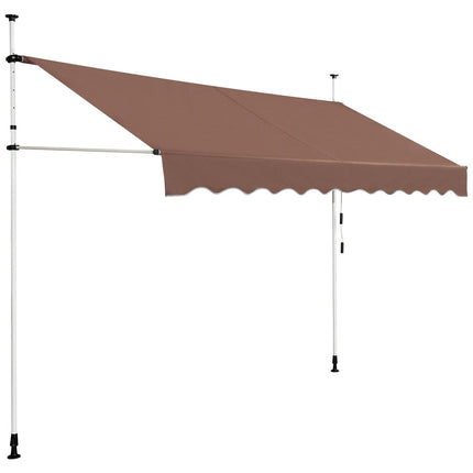 Retractable Awning 300cm, No-Drill, UV-Resistant, Brown
