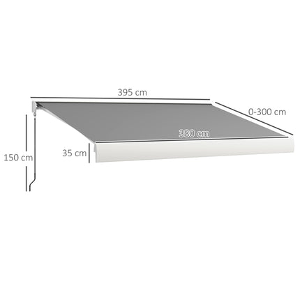 Retractable Awning, 395x300 cm, Remote & Manual Control