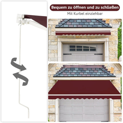 Retractable Awning, Aluminum, 3x2.5m, Wine Red