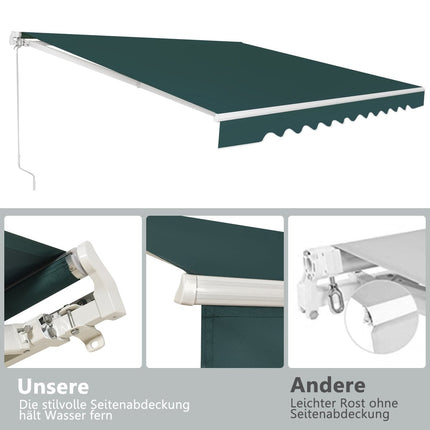 Retractable Awning with Crank, 400x250 cm, Green