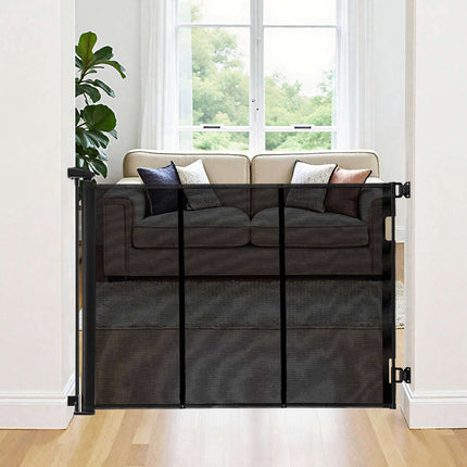 Retractable Baby Gate, 120 in Wide, 38.5 in Tall, Black