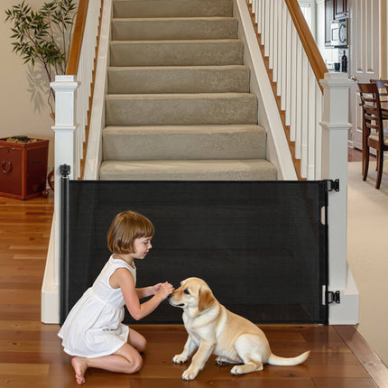 Retractable Baby Gate, 1430mm Wide, Locking Mesh, Black