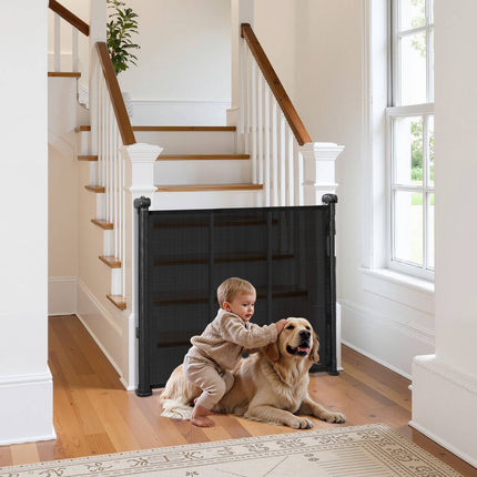 Retractable Baby Gate, 34 in Tall, 55 in Wide, Black