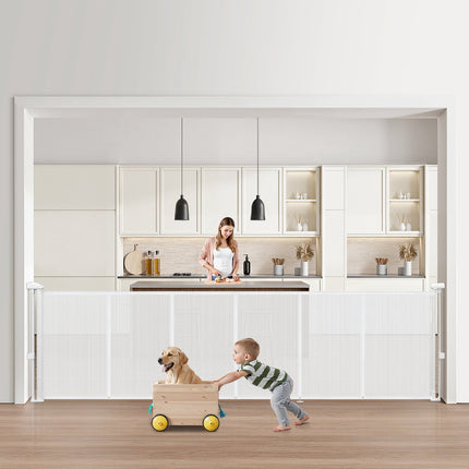 Retractable Baby Gate, 34 in Tall, Extends 110 in, Mesh