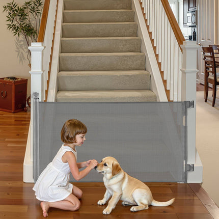 Retractable Baby Gate, 56in Wide, Locking No-Trip Mesh