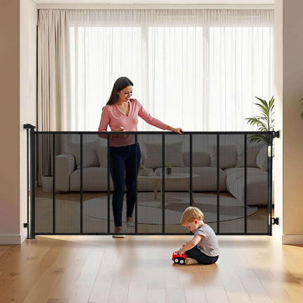 Retractable Baby Gate, Extra Wide 5150 mm, 990 mm Tall, Black
